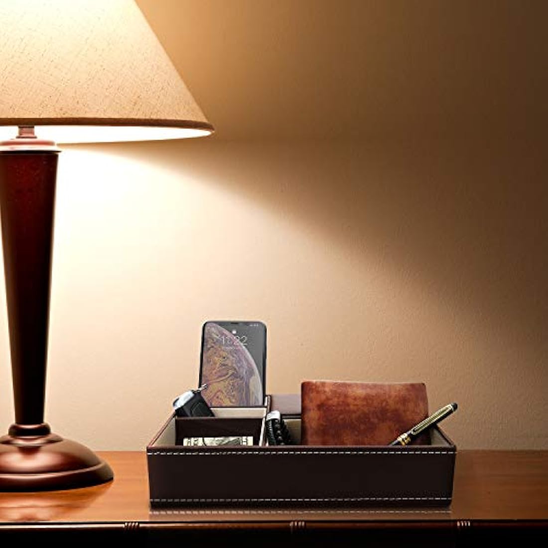 Organizador de piel con 5 compartimentos para accesorios