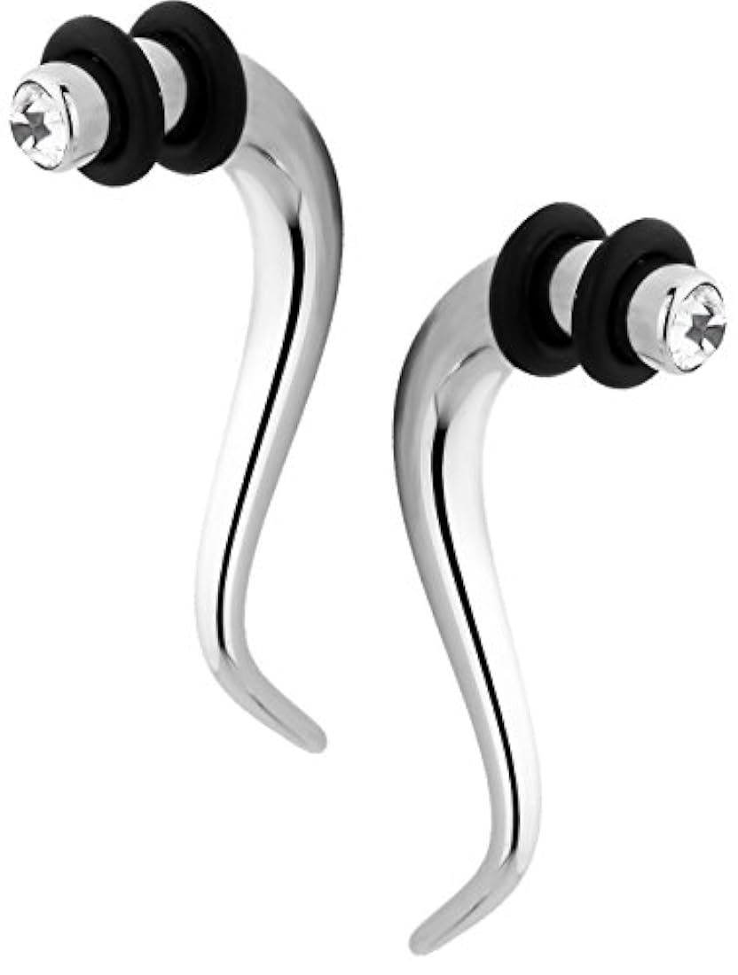 Par de acero quirúrgico 4 G Ronda circonio cúbico vidrio