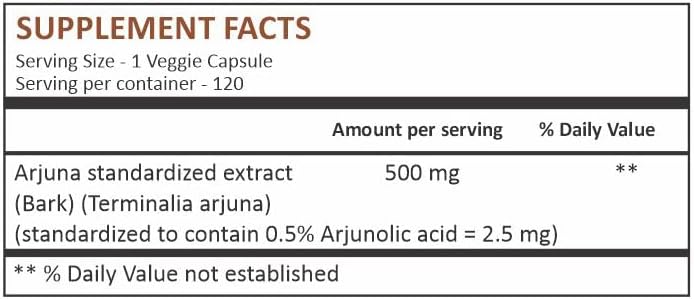 Suplemento Cápsulas de Arjuna Terminalia Arjuna 120 unidades