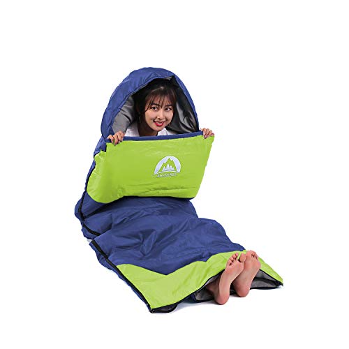 Saco de dormir 3 estaciones (verano, primavera, otoño) clima cálido y fresco, ligero, impermeable, uso interior y exterior para niños, adolescentes y adultos para senderismo y acampar.