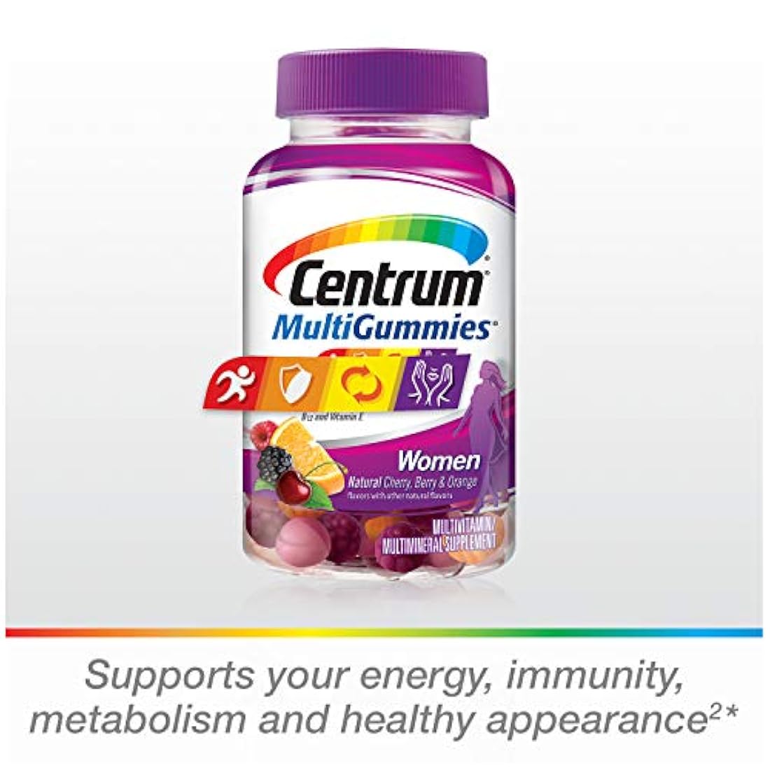 Centrum MultiGummies Gummy Multivitamina para mujer 50 Plus, con vitamina D3, B6 y B12, suplemento multivitamina/multimineral – 90 unidades