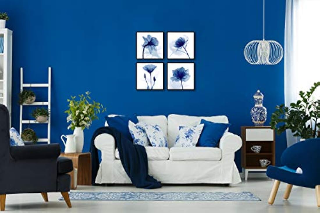 Pyradecor Negro Enmarcado Azul Flor parpadeante Pinturas