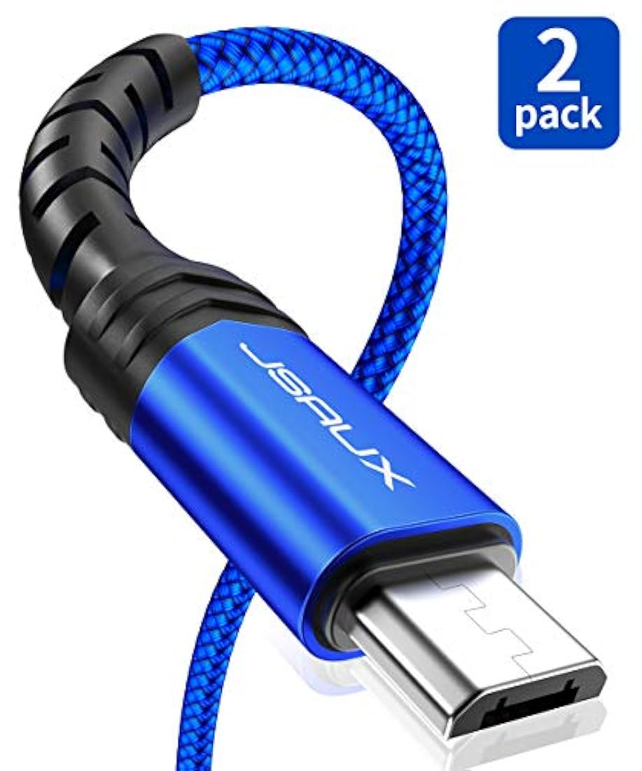 JSAUX - Cable micro USB para Android, 2 unidades de 6.6 pies