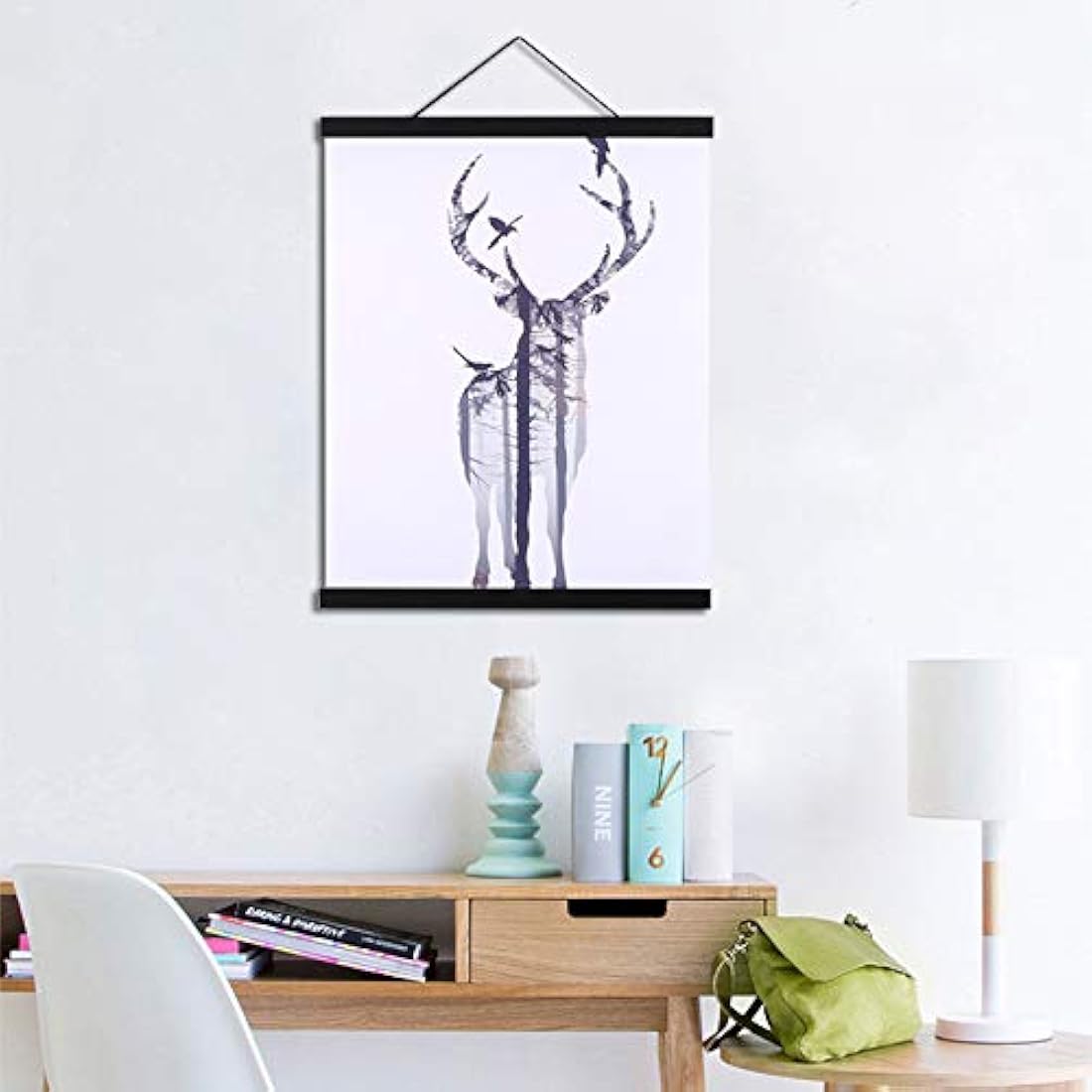 Marco magnético para colgar pósteres, de madera, ligero,