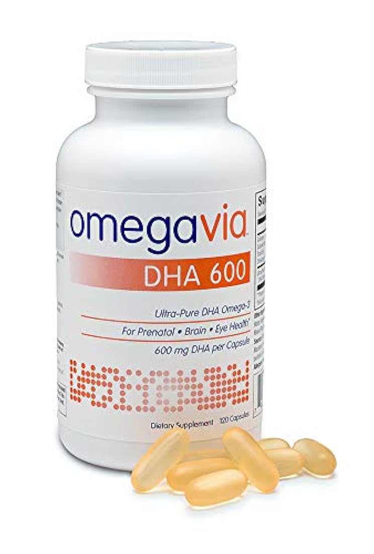 OmegaVia DHA 600 mg Omega-3 Aceite de pescado, 120 cápsulas