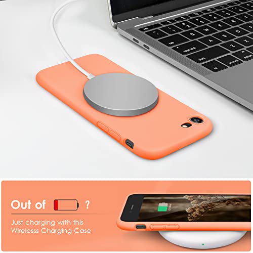 DTTOCASE - Funda para iPhone SE 2022/2020, iPhone 8, iPhone 7, funda de silicona líquida para iPhone SE 8 7 de 4.7 pulgadas, funda protectora colorida suave y sedosa para niñas y mujeres, nectarina