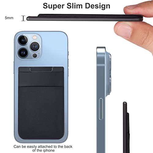 Cartera magnética compatible con iPhone 13 Pro Max/13 Pro/13/13 Mini, doble tela elástica con bolsillos para tarjetas para iPhone 12 Pro Max Mini, color negro