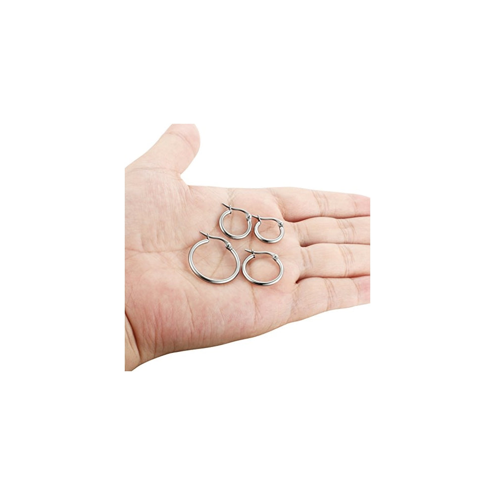 Aretes de argollas de acero inoxidable para mujer