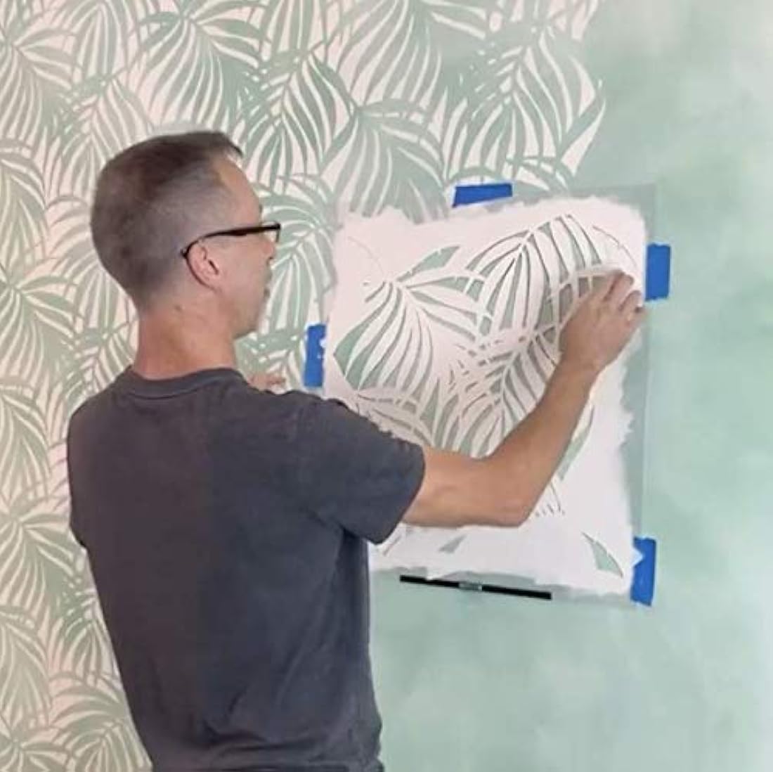 Plantilla para pared con diseño de palmeras para pintar paredes