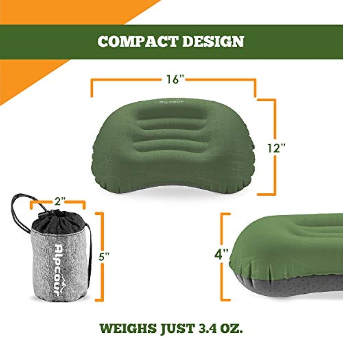 Almohada de camping - grande, hinchable, ultraligera