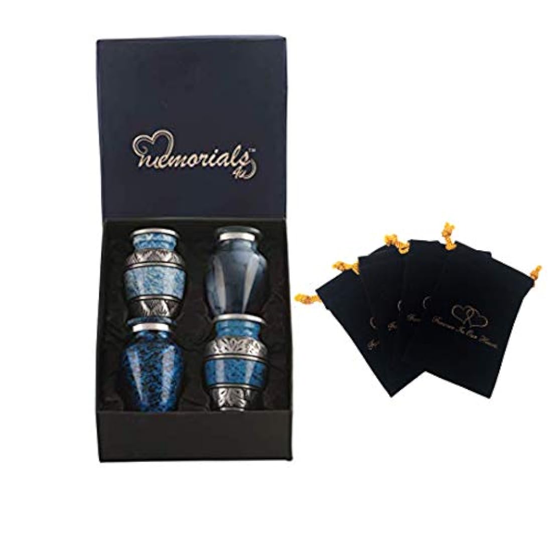 Juego de urnas de recuerdo clásico color azul, 4 unidades