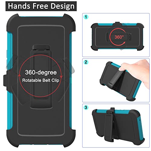 Funda compatible con Samsung Galaxy A53 5G, con clip para cinturón, resistente, resistente a prueba de golpes, protección de cuerpo completo, con función atril, para Samsung Galaxy A53 5G (verde azulado y azul claro)