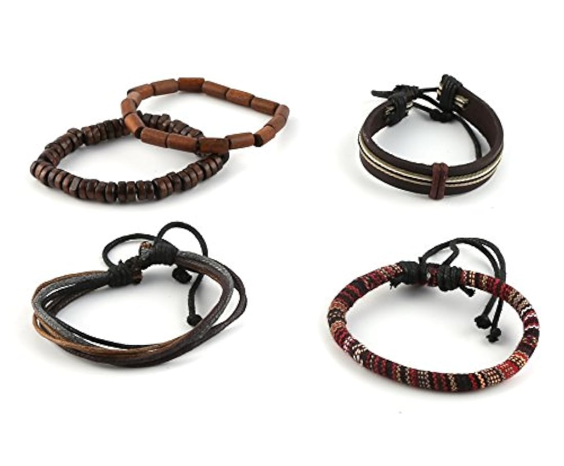 Combinación de 4 pulseras de cordones de cáñamo unisex