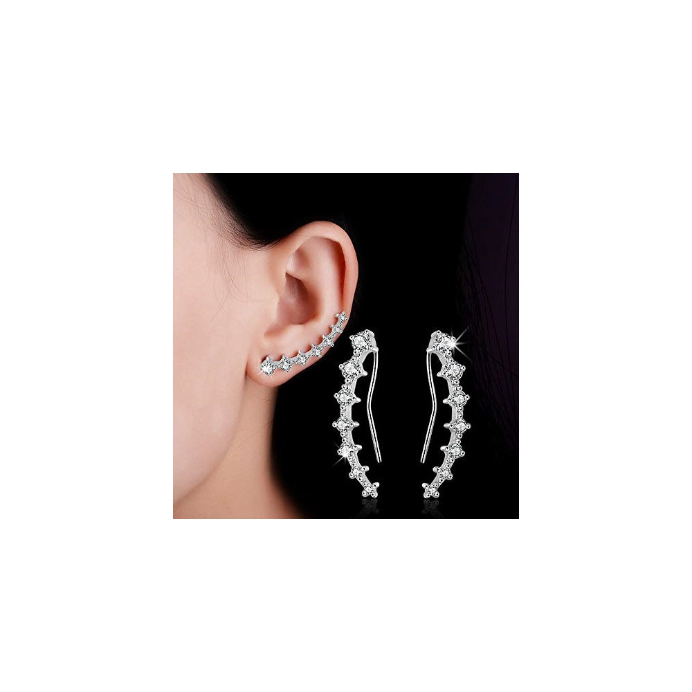Aretes de 7 cristales de plata hipoalergénicos para mujeres