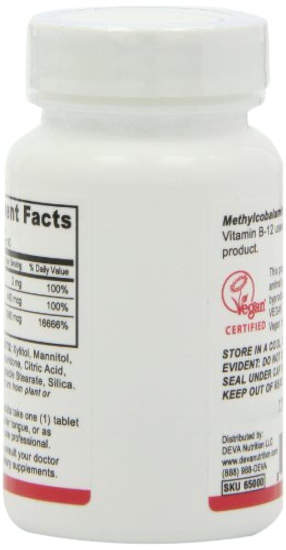 Deva Vitamina vegana B-12 Pastillas de disolución rápida