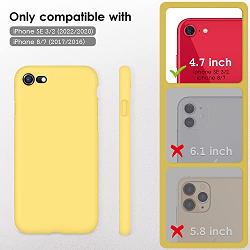DTTOCASE - Funda para iPhone SE 2022/2020, iPhone 8, iPhone 7, funda de silicona líquida para iPhone SE 8 7 de 4.7 pulgadas, funda protectora colorida suave y sedosa para niñas y mujeres, color amarillo