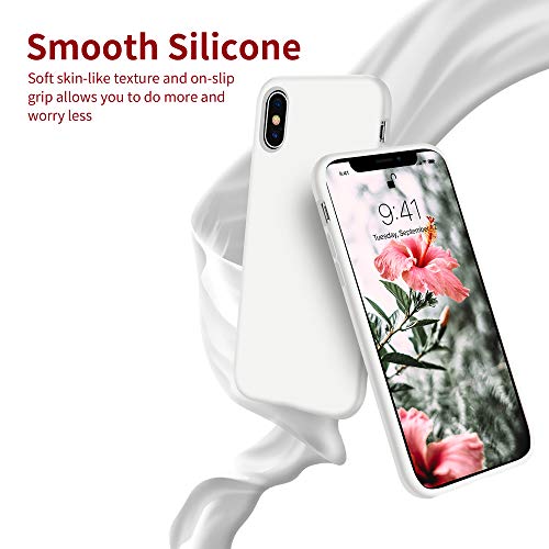 OTOFLY Funda de goma de gel de silicona líquida a prueba de golpes para iPhone Xs/iPhone X, antiarañazos y huellas dactilares, compatible con iPhone X/iPhone Xs de 5.8 pulgadas (2018), color blanco