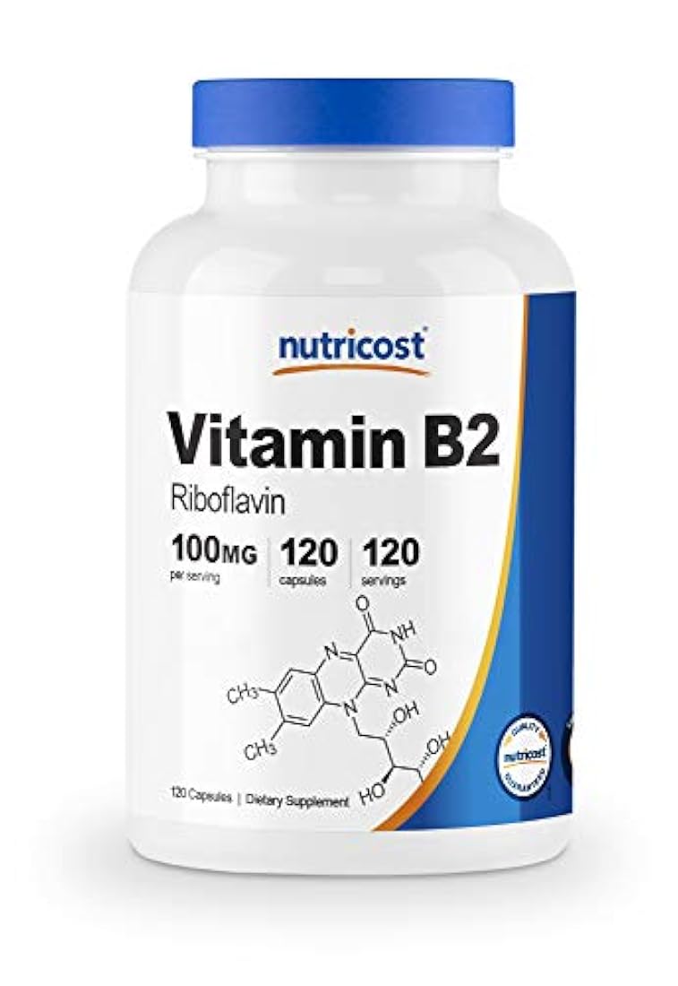 Nutricost Vitamina B2 (Riboflavina) 100 mg, 120 cápsulas – sin gluten y sin OMG