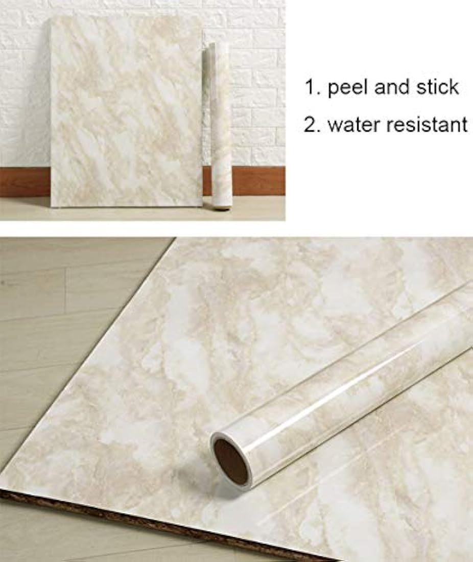 Papel de contacto de vinilo extraíble de mármol beige