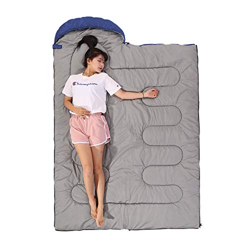 Saco de dormir 3 estaciones (verano, primavera, otoño) clima cálido y fresco, ligero, impermeable, uso interior y exterior para niños, adolescentes y adultos para senderismo y acampar.