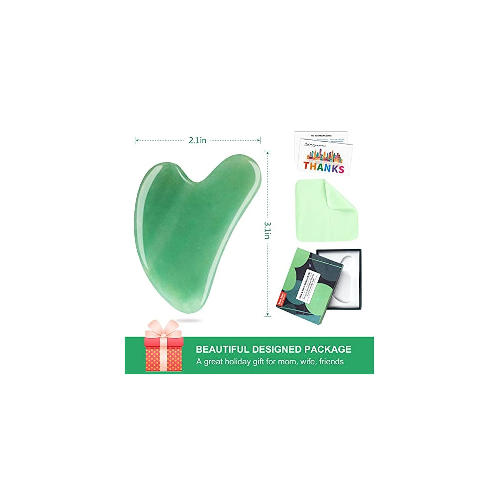 Cuidado Facia tabla de guasha de piedra de jade verde