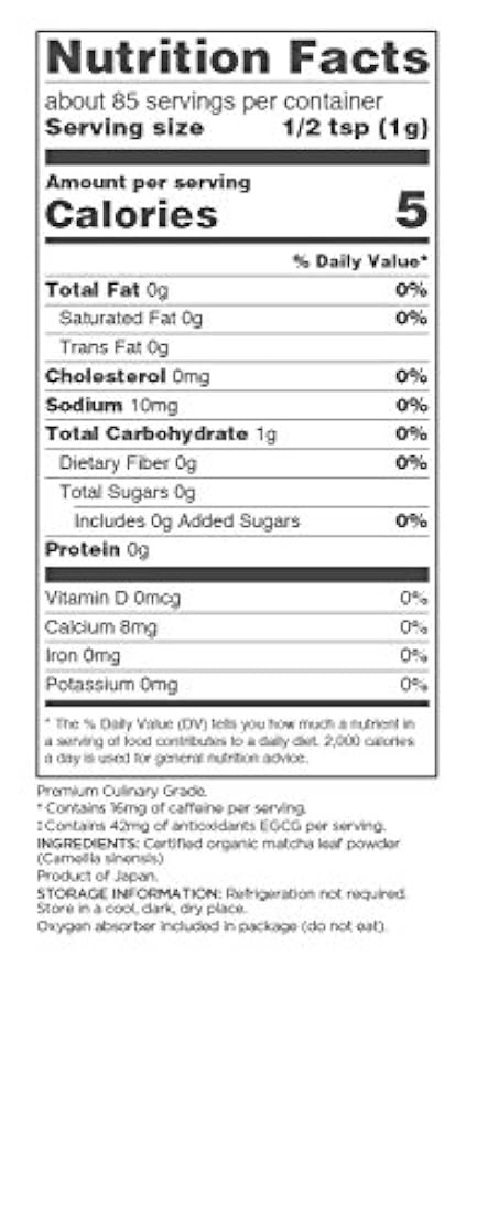 Navitas Organics Matcha Polvo de 3 onzas, bolsa de grado