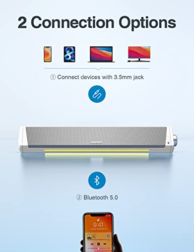 Parlantes para computador, barra de sonido RGB dinámica, estéreo HiFi con Bluetooth 5.0 y conexión auxiliar de 3.5mm, alimentados por USB, para computador de escritorio, monitor, portátil