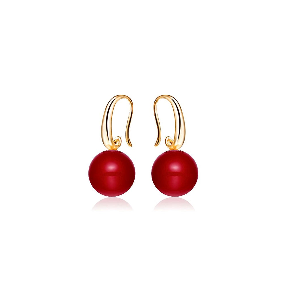 Aretes de perlas de imitación color rojo para mujeres