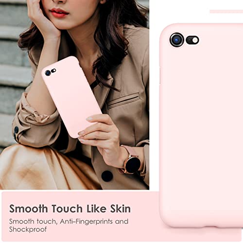 DTTOCASE - Funda para iPhone SE 2022/2020, iPhone 8, iPhone 7, funda de silicona líquida para iPhone SE 8 7 de 4.7 pulgadas, funda protectora suave y sedosa colorida para niñas y mujeres, hielo rosa