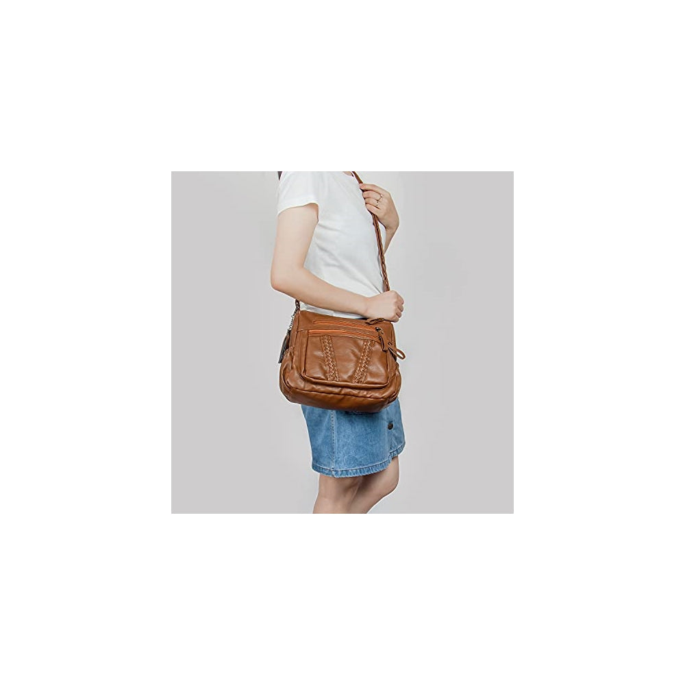 Bolsos cruzado para mujer con borla de piel sintética suave
