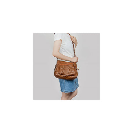 Bolsos cruzado para mujer con borla de piel sintética suave