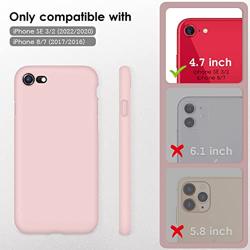 DTTOCASE - Funda para iPhone SE 2022/2020, iPhone 8, iPhone 7, funda de silicona líquida para iPhone SE 8 7 de 4.7 pulgadas, funda protectora suave y sedosa colorida para niñas y mujeres, arena rosa