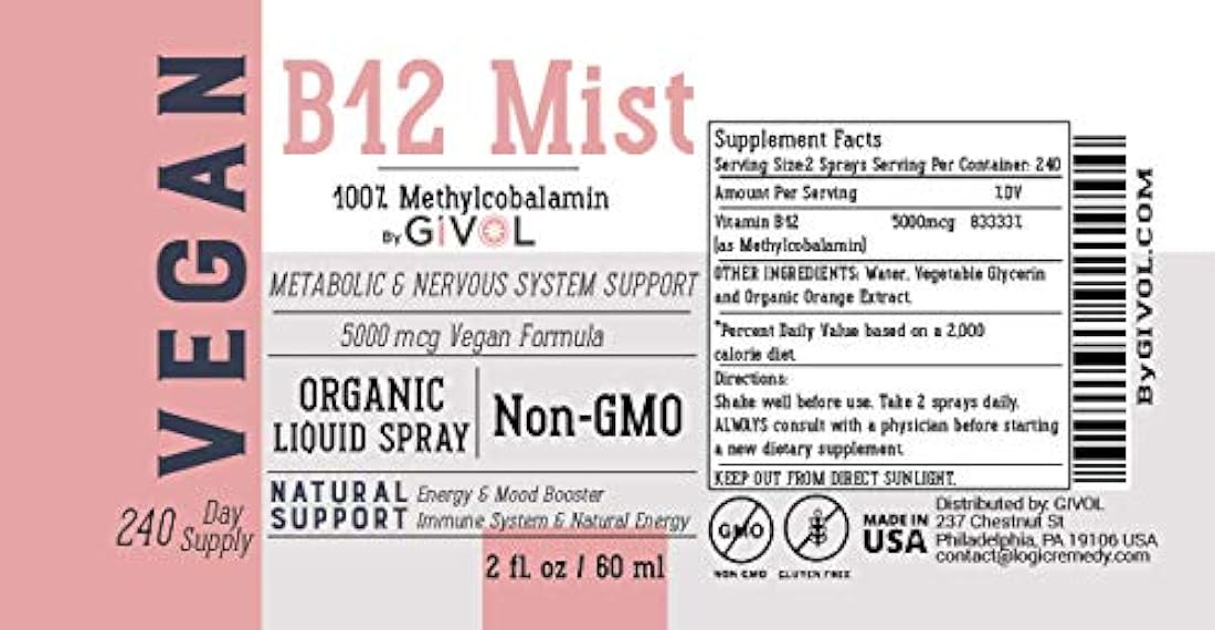 RECURSO LÓGICO Metilcobalamina vegana - Vitamina B12 Líquido