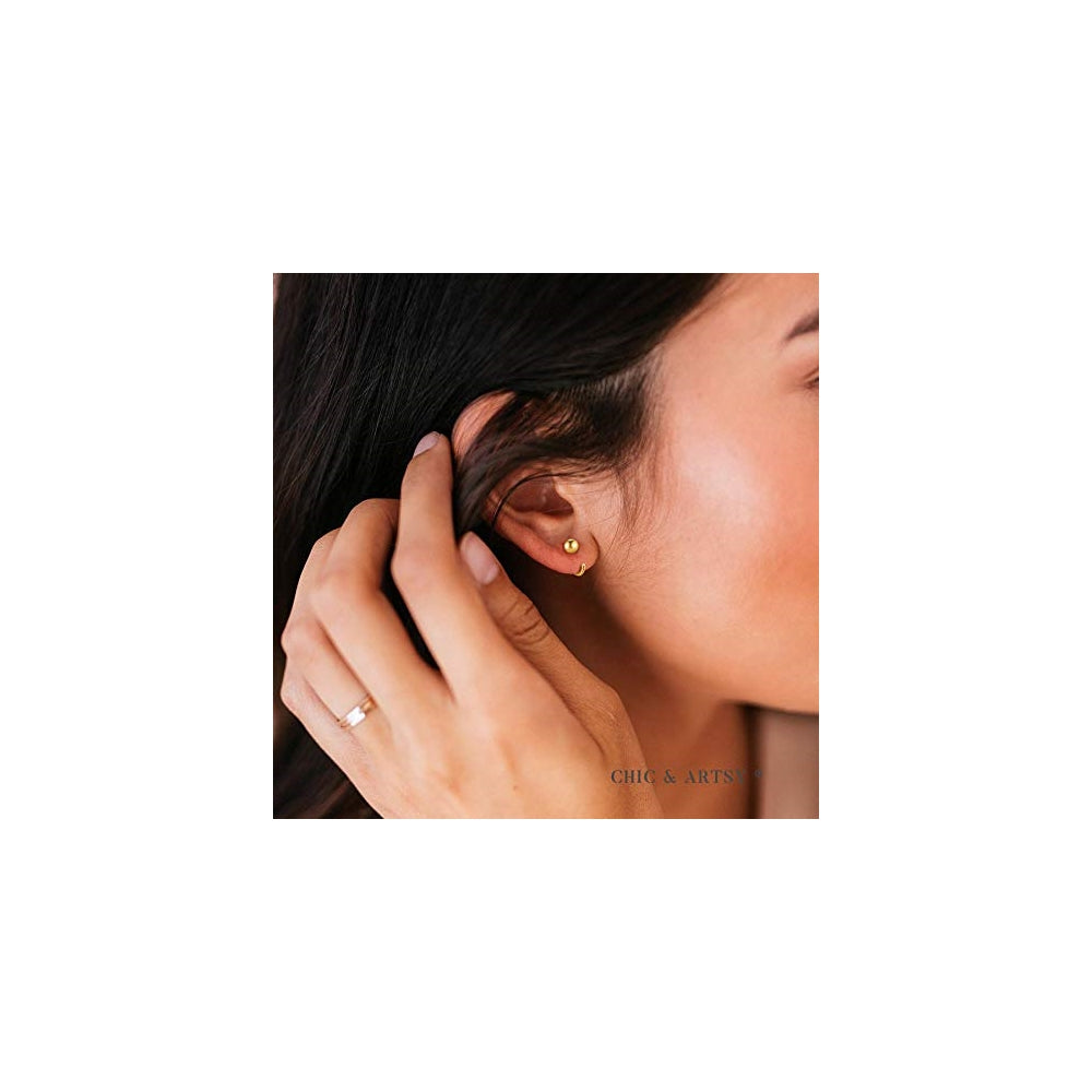 Aretes de aro de plata pequeños para mujer