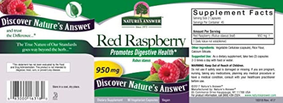 Cápsulas vegetarianas de hoja de frambuesa, 90 unidades