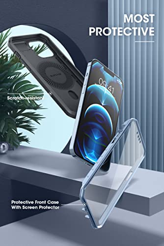 SUPCASE Unicorn Beetle Pro Mag Case for iPhone 13 Pro Max (2021 Release) 6.7 Inch, Compatible with MagSafe Full-Body Rugged Belt-Clip Case with Built-in Screen Protector & Kickstand (Cerulean)