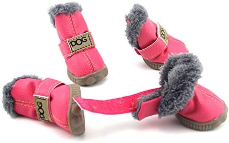 PIHAPPY - Botas de invierno para perros pequeños, antideslizantes, suaves, suela antideslizante, protectores para patas de cachorros, 4 unidades