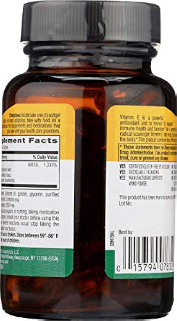 Country Life - Compuesto de vitamina E natural, 400 UI con tocoferoles mixtos, 90 cápsulas blandas