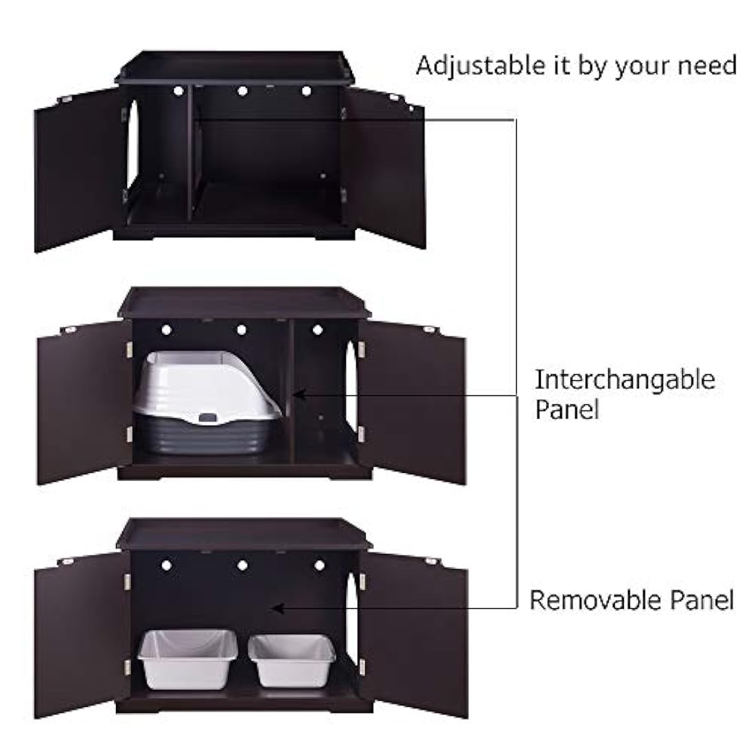 Unipaws - Banco de almacenamiento para baño de gato, con estructura de madera resistente, amplio almacenamiento, fácil montaje, se adapta a la mayoría de cajas de basura