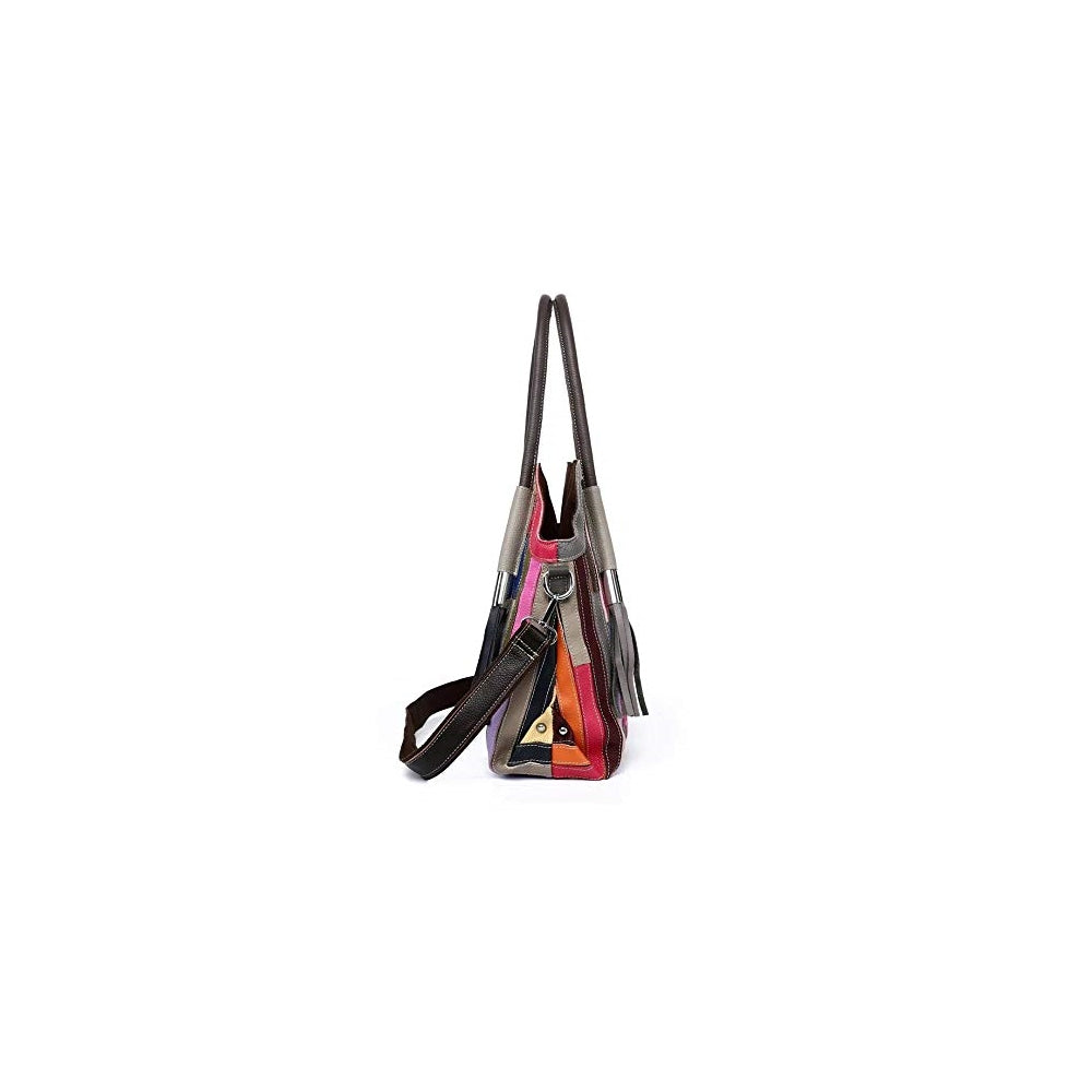 Bolso de mano multicolor Boston para mujer de piel