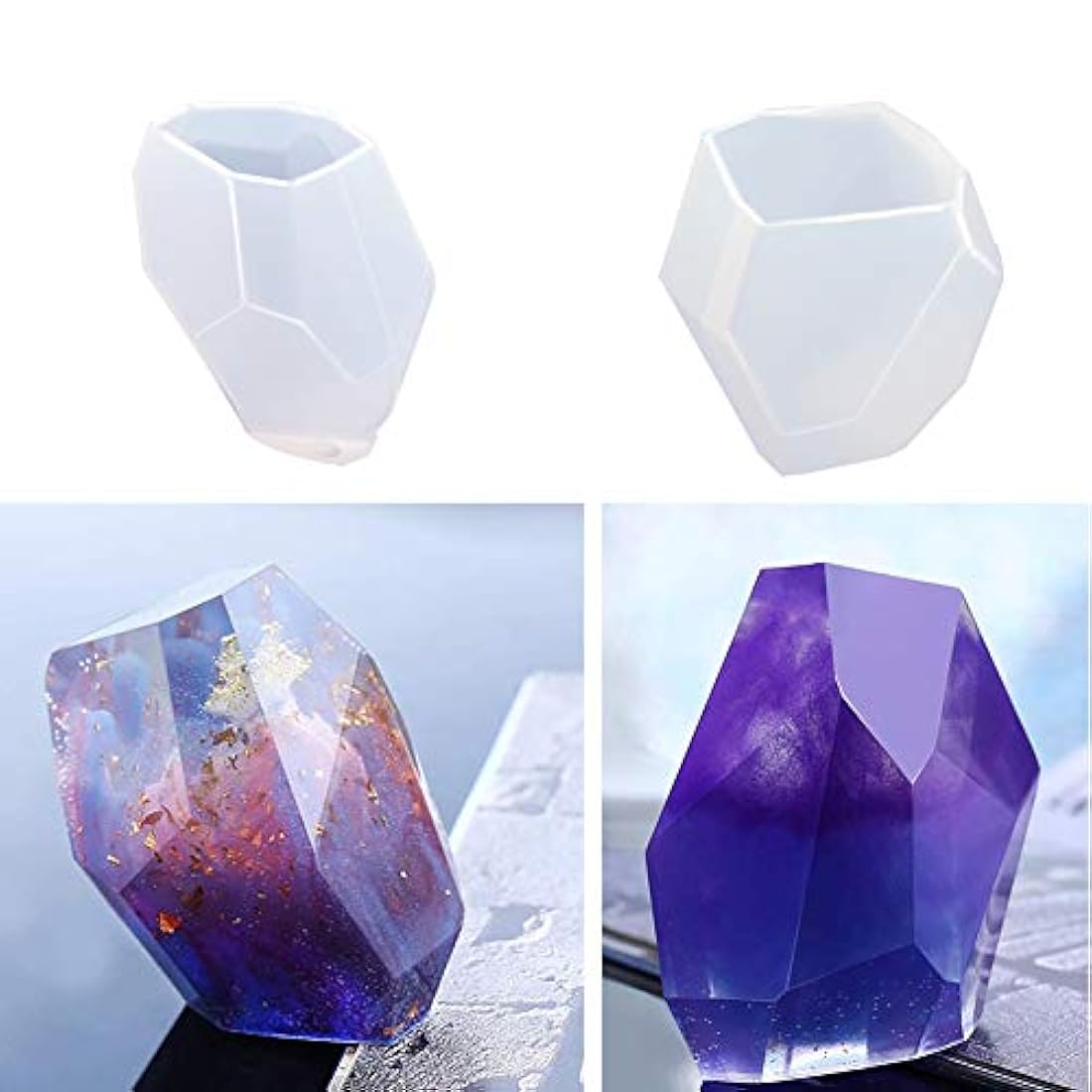 EuTengHao - Juego de 18 moldes de silicona para moldeo de resina, incluye 6 moldes de resina de fundición, moldes grandes de silicona transparente, 2 tazas de medición, 10 palos de madera para decoración del hogar