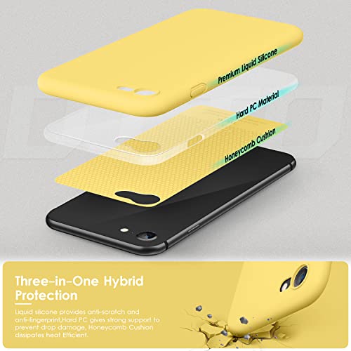 DTTOCASE - Funda para iPhone SE 2022/2020, iPhone 8, iPhone 7, funda de silicona líquida para iPhone SE 8 7 de 4.7 pulgadas, funda protectora colorida suave y sedosa para niñas y mujeres, color amarillo