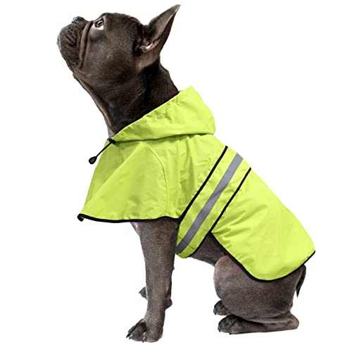 Weesiber Chaqueta impermeable para perros – Impermeable reflectante ajustable para perros con capucha, abrigo ligero para perros pequeños (pequeño, verde)