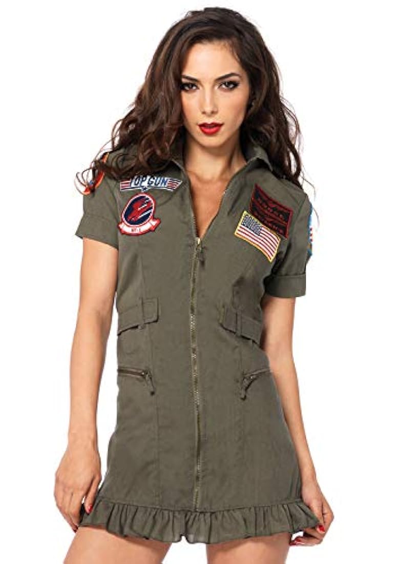Disfraz militar de Top Gun con cremallera frontal para mujer