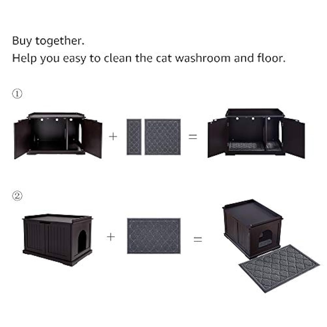 Unipaws - Banco de almacenamiento para baño de gato, con estructura de madera resistente, amplio almacenamiento, fácil montaje, se adapta a la mayoría de cajas de basura