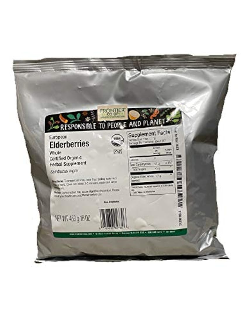 Bayas de saúco Frontier enteras orgánicas, 1 libra