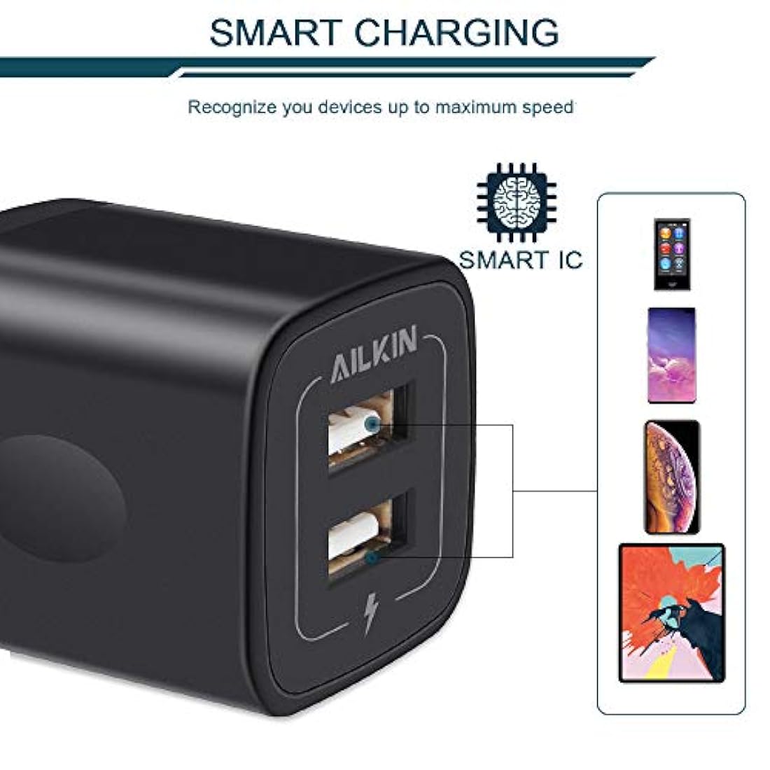 Cargador de pared USB, adaptador de cargador, Ailkin de 2,4