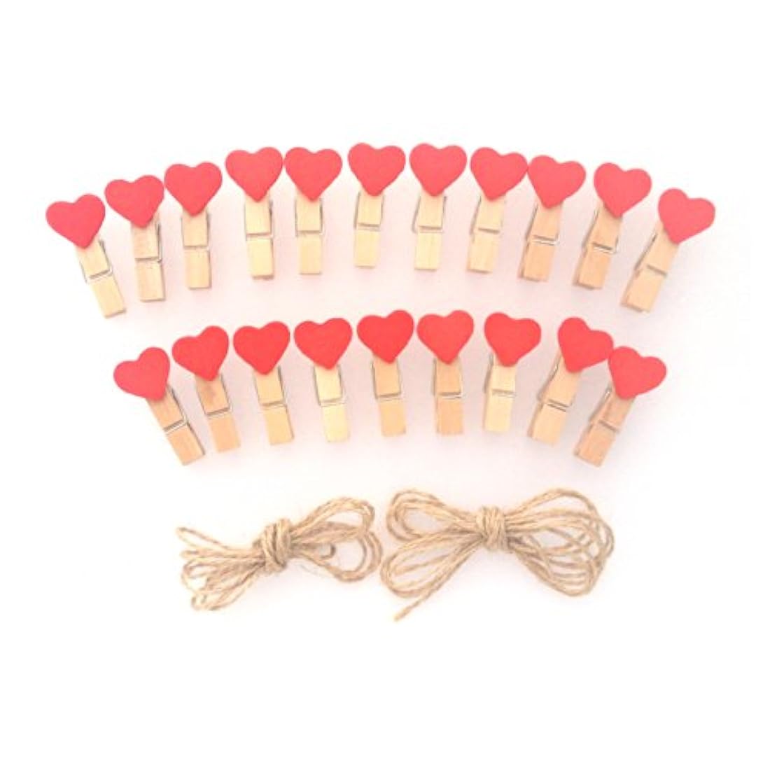 LWR CRAFTS - Pinzas de madera con forma de corazón rojo