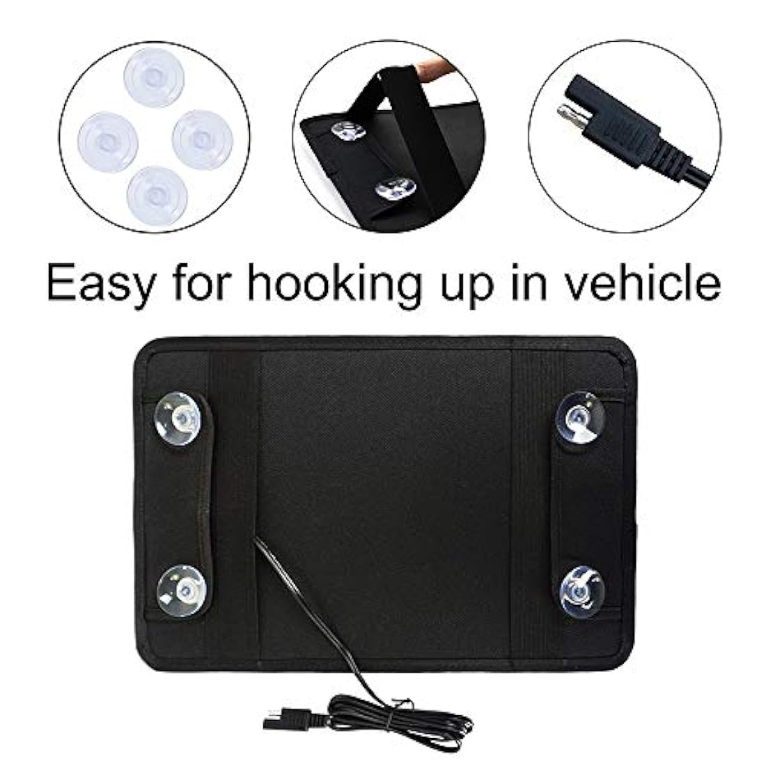 Panel solar portátil de 12 V y 10 W con adaptador