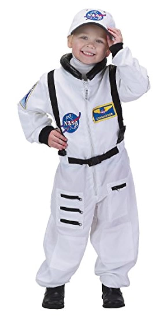 Traje de Astronauta con parches de la NASA y broches, Blanco
